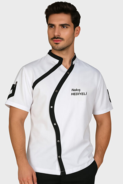 Üniformanya İsim Hediyeli Kısa Kollu Aşçı Ceketi Şef Ceketi Kişiye Özel Aşçı ...