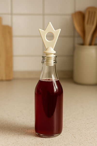 SİHİRLİ AYAKLAR Crown Patterned Bottle Stopper Set of 2 Non-Spill Glass Bottle Oil Bottle Lemon Vinegar Liquid Oil Bottle Apparatus Organizer