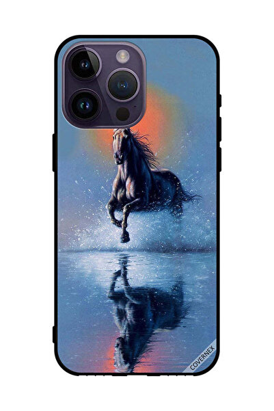 Covernex غطاء حماية لهاتف Apple iPhone 14 Pro Max - رسم حصان يركض في الماء