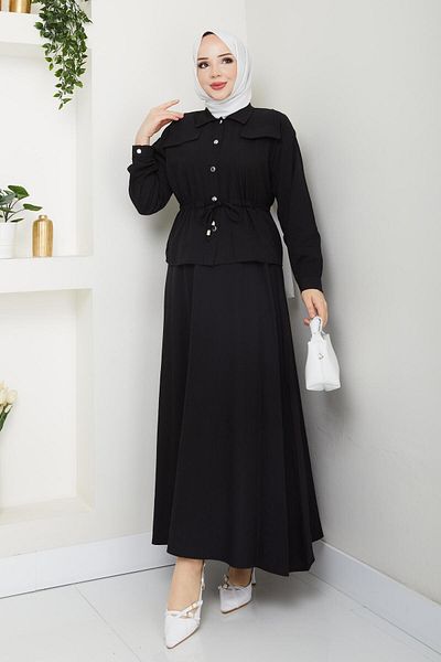bm bessomoda fashion boutique Women's Waist Tunnel Shirt and Skirt Suit