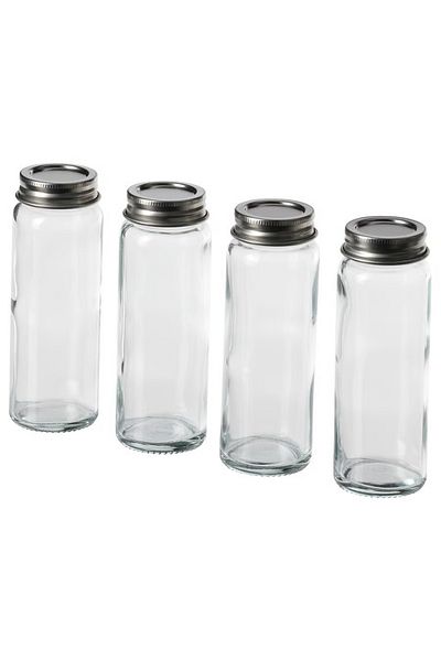 IKEA Spice jar, clear glass/stainless steel, 10 cl 4 pack