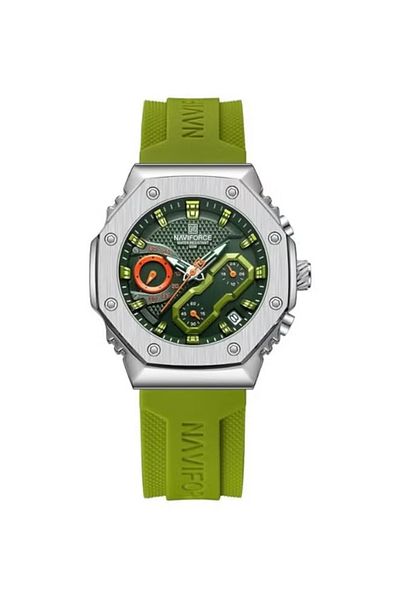 Naviforce Men's Green Sport Chronograph Watch Stainless Steel Case Multifunctional Dial Waterproof