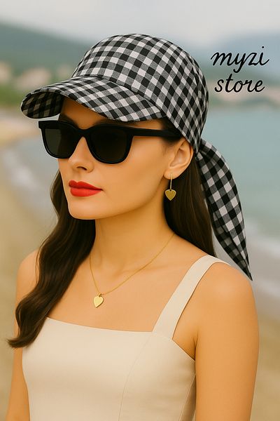 MYZİ STORE Women's Summer 100% Cotton Patterned Safari Tie-Up Visor Bandana Visor Sun Protection and Stylish Design