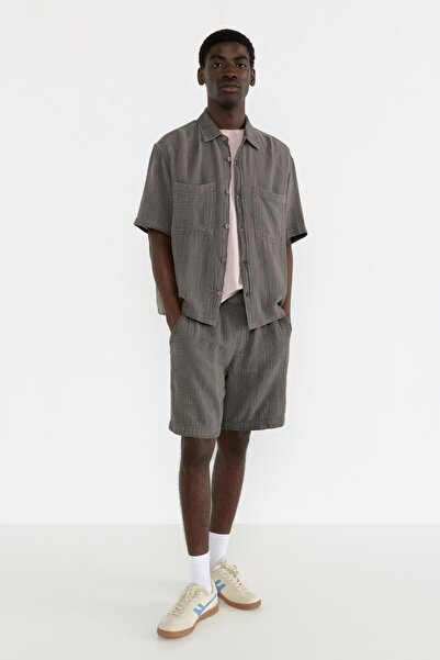 Pull & Bear Şile bezi kısa kollu gömlek