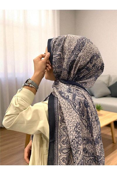 Baştacı 2025 Summer Season Dark Blue Rug Pattern Shal