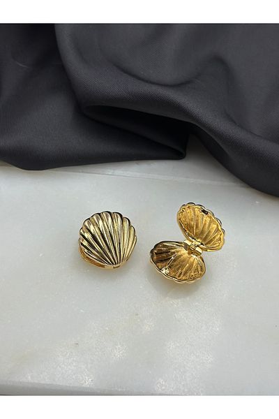 Duéra Gold Oyster Model Design Dangle Earrings