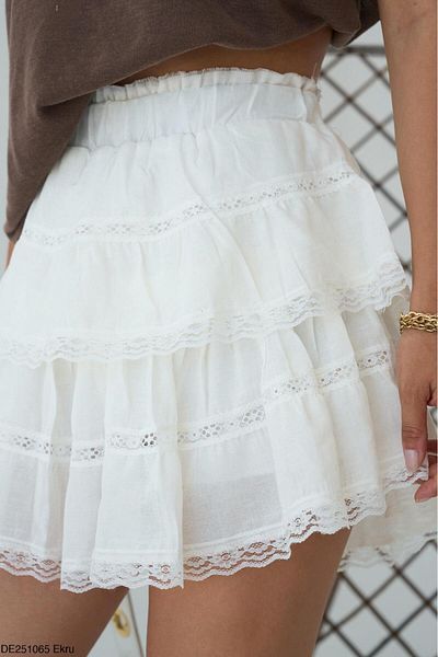 Lupies Women's Ecru Lace Skirt with Shorts