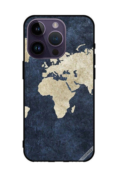 Covernex غطاء حماية لهاتف Apple iPhone 14 Pro بنمط خريطة على الجينز