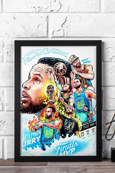 Saturn Stephen Curry MVP Pictură înrămată - Pictură poster NBA de baschet