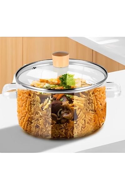 DLC 1.8 L Glass Cooking Pot – Heat-Resistant Borosilicate Pot with Lid for Stove & Oven Use