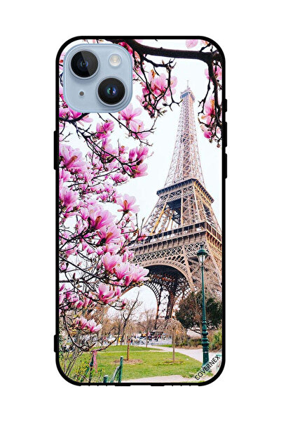 Covernex غطاء حماية لهاتف أبل آيفون 14 بلس - زهور وبرج إيفيل
