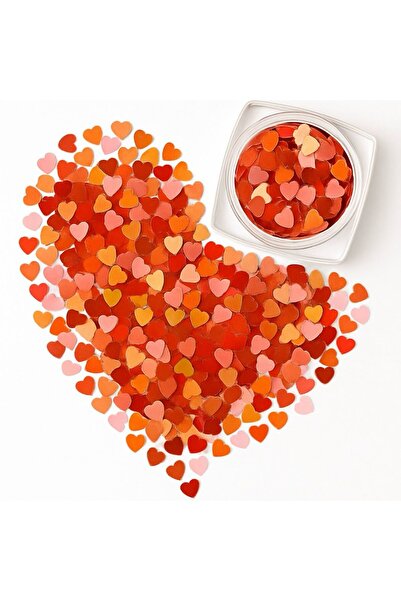 TdsNails Heart-Shaped Nail Glitter, Scarlet Flame