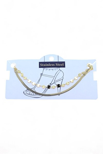 X-Lady Accessories Altın Renk İtalyan Birbirine Ekli Pul Çelik Halhal - 3463
