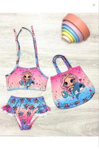 RAPAPA Three Piece Bag Girl's Ruffle Bikini Set 0707Kr