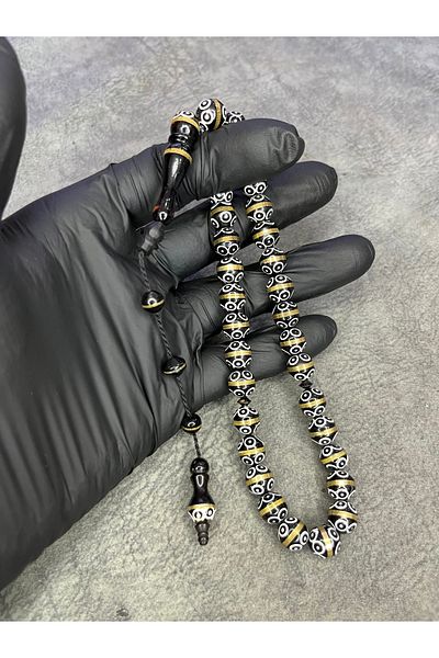 Mos Tespih High-End Embroidered Natural Kuka Rosary with System