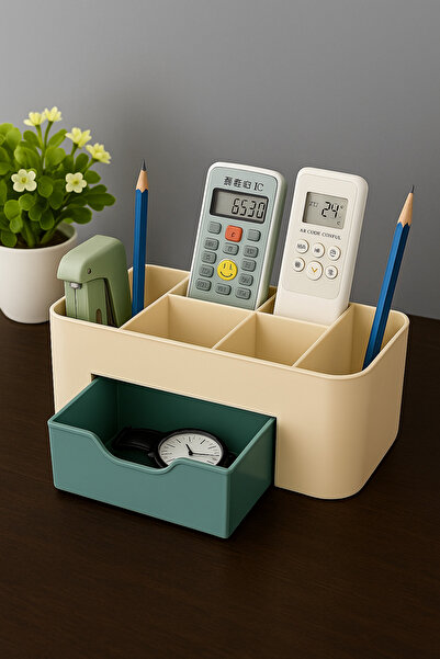 VİALEX CUTE 7 Bölmeli Mini Çekmeceli Makyaj Takı Organizeri - Yeşil