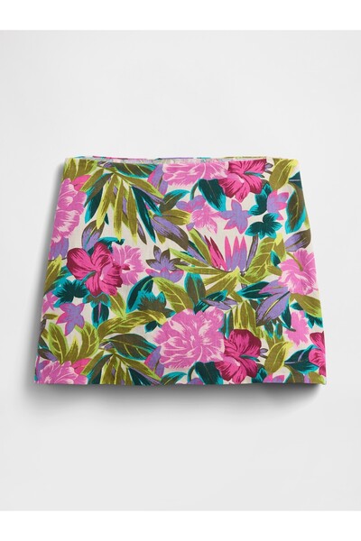 GAP Kadın Çiçek Desenli Keten Karışımlı Mini Şort Etek