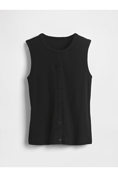 GAP Kadın Siyah Modern Fitilli Hırka Yelek