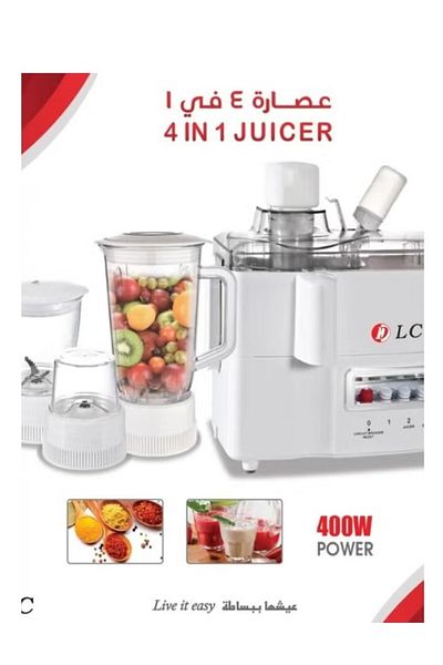 DLC 4 In 1 Juicer, 1L, White/Clear