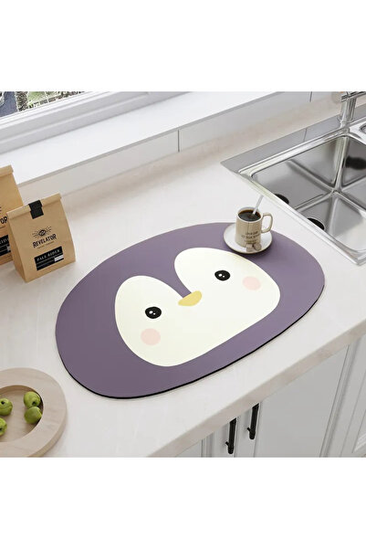 OEM Anti-slip Absorbent Mat for Bathroom/Kitchen, Gray, Penguin Pattern