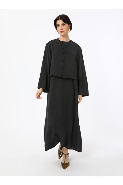 Refka Button Detailed Double Suit - Black - Refka