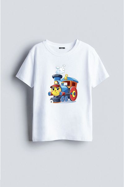 sielta Tricou pentru copii cu decolteu cu imprimeu tren