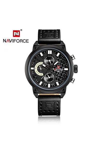 Naviforce Stylish Multi-Function Analog Wrist Watch for Men with Leather Strap Water Resistant Durable