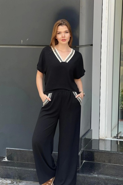 aytemas Κοστούμι με λεπτομέρεια πλεκτής ρίγας στο γιακά και τσέπη