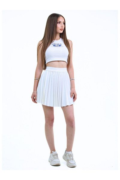 PAWWY Soley Pleated Mini Midi Skirt