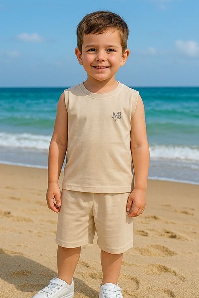 mb kids Sleeveless Reflector Mb Printed Girls Boys Summer Shorts Set