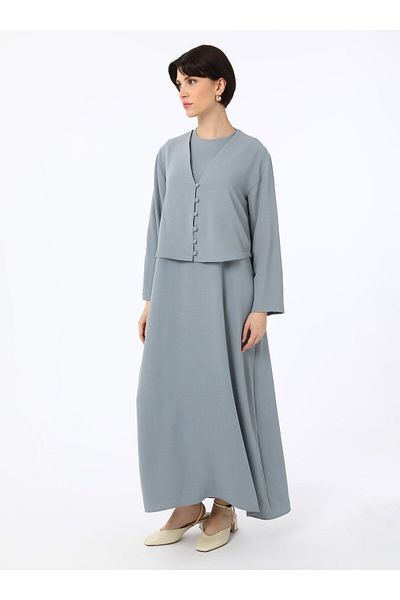 Refka Button Detailed Double Suit - Gray - Refka