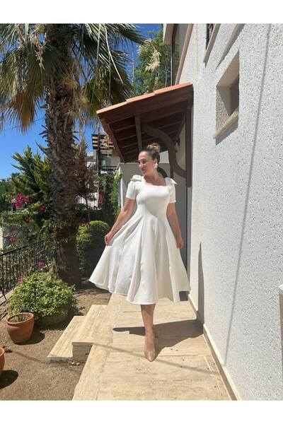 BRGCLOTHING Φόρεμα με φιόγκο με κάλυμμα με λεπτή μέση