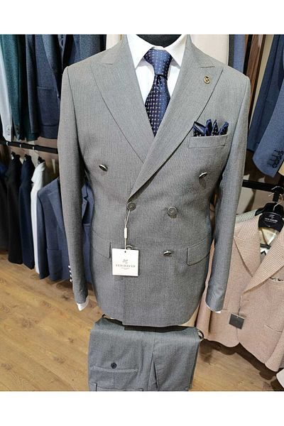 Ted Davıd Gray Double Breasted Suit