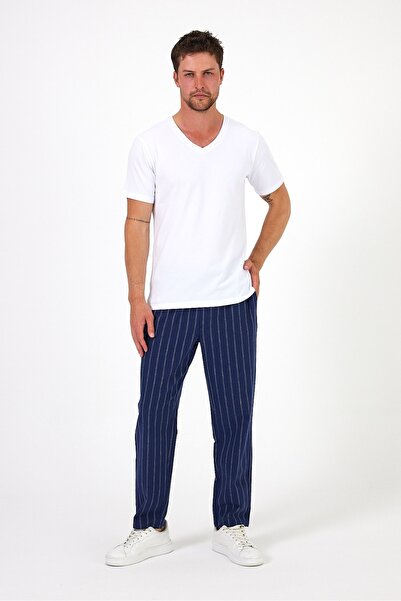 Soho Mood Ανδρικό μπλουζάκι με λαιμόκοψη V 100% βαμβακερό πακέτο 3 βασικών μπλουζών (3 λευκό)