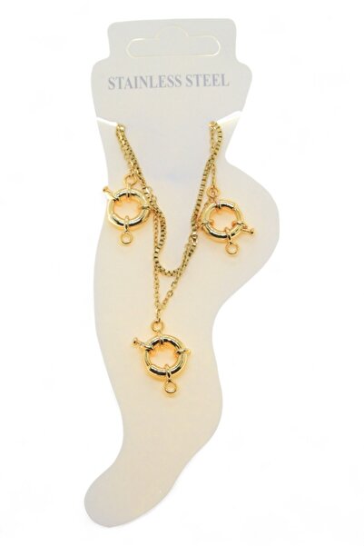 X-Lady Accessories Altın Renk Asansör Sf 3 Dümen Çelik Halhal - 3486