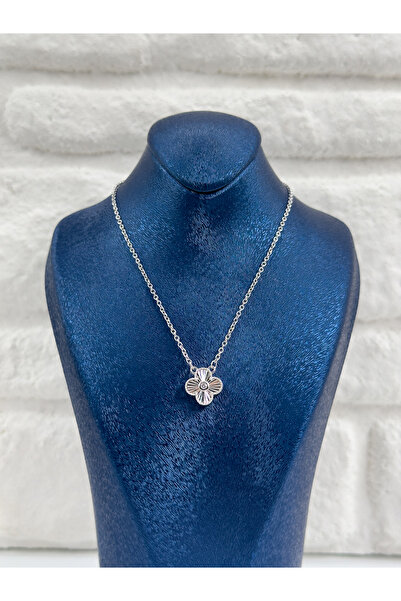 NO BRAND 925 Ayar Gümüş Tekli Yonca Modeli Spor Trend Kadın Kolye