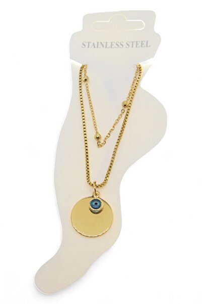 X-Lady Accessories Altın Renk Top Asansör Büyük Pul Nazar Göz Çelik Halhal - ...