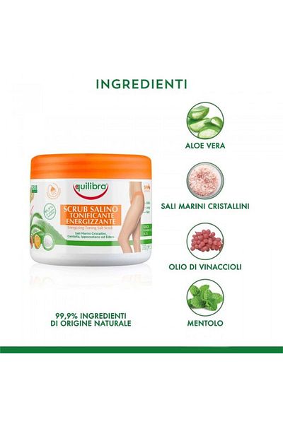 Equilibra Body Scrub with a Blend of Sea Salts and Natural Extracts, 600 g, Equilibra