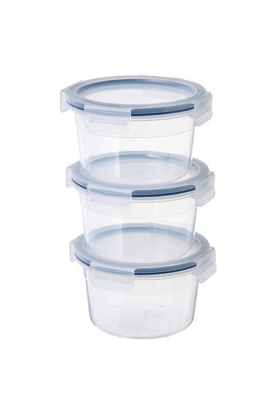 IKEA Food container with lid, round/plastic, 750 ml 3 pack