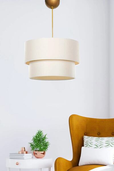 MODA35 Avize Sarkıt Kumaş Modern Pasta Model Krem PAV65