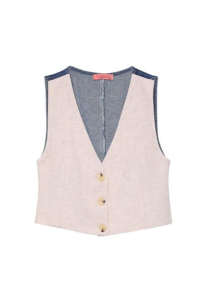 Quzu Match Detailed Vest Natur