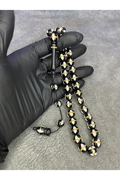 Mos Tespih High-End Natural Embroidered Kuka Rosary with System