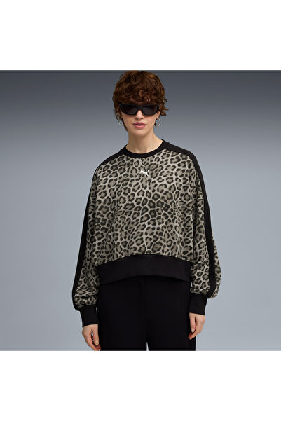 Puma T7 Leopard Kadın Siyah Sweatshirt (632136-01)