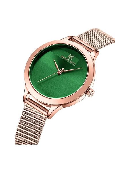 Naviforce Women's Elegant Quartz Watch – 36mm Dial, Minimalist Design, Stainless Steel Mesh Strap