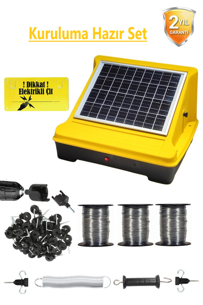 Dedeks Elektrikli Çit Teli Sistemi Seti Güneş Panelli-30 Dönüme Kadar Ayı Dom...