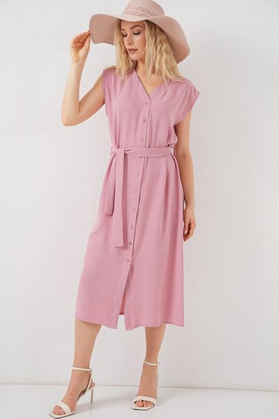 Modayakamoz Rochie Ayrobin cu mâneci zero 2568 - Pudra