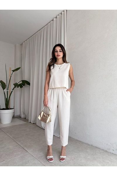 My Blog Natural Noa Blouse Trousers Set - 8796