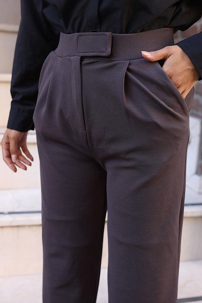 hafsamina Παντελόνι Velcro Palazzo με καπίστρι καπνιστό HM2783