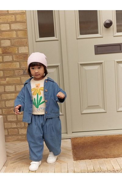 Next Baby Cotton Denim Jacket Pants Thsirt 3-Piece Set Bottom Top Suit