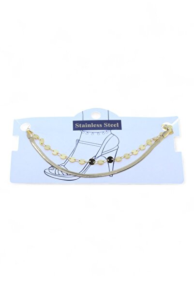 X-Lady Accessories Altın Renk İtalyan Birbirine Ekli Pul Çelik Halhal - 3463